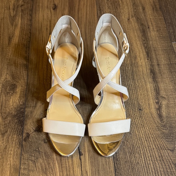 Enzo Angiolini Shoes - Enzo Angiolini Silver and White Strappy Heels